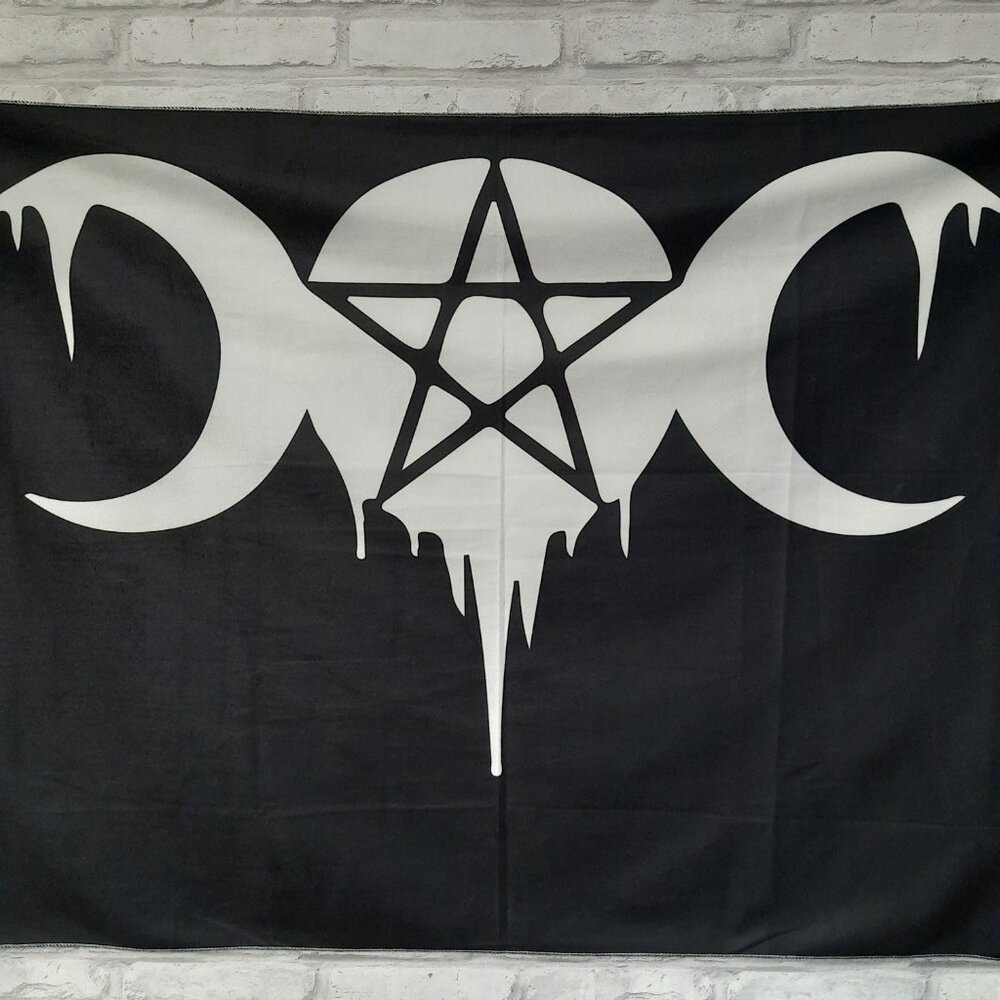 Triple Moon Pentagram Wall Tapestry